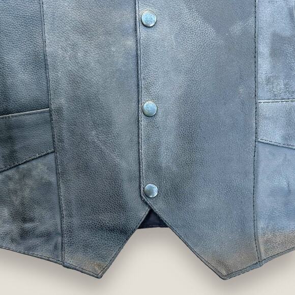 Genuine Leather Men’s Black Motorcycle Vest Size: 48 - Picture 7 of 7